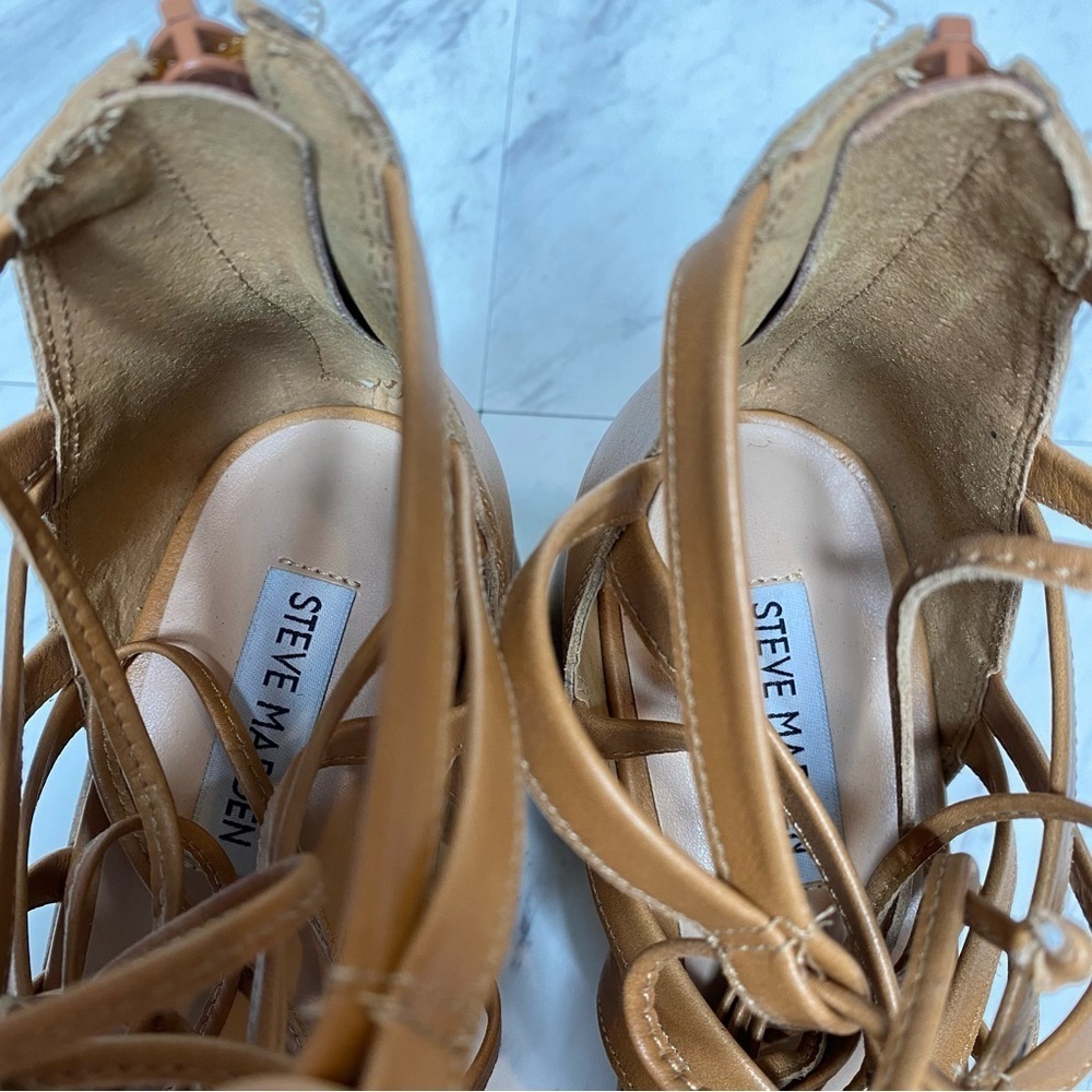Steve Madden Cherri Strappy Brown Leather Heeled Sandal 10M - Picture 13 of 16